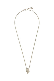 Silver skull pendant necklace with delicate chain and minimalist design alexander mcqueen men’s silver accessory