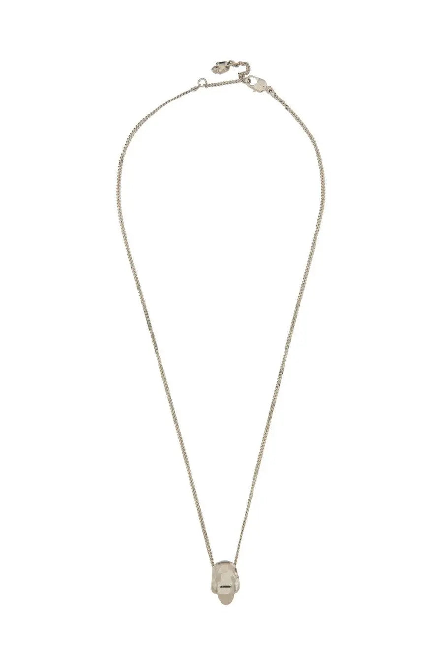 Alexander McQueen men’s silver skull pendant necklace with polished metallic finish and delicate chain