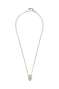 Alexander McQueen men’s silver skull pendant necklace with polished metallic finish and delicate chain