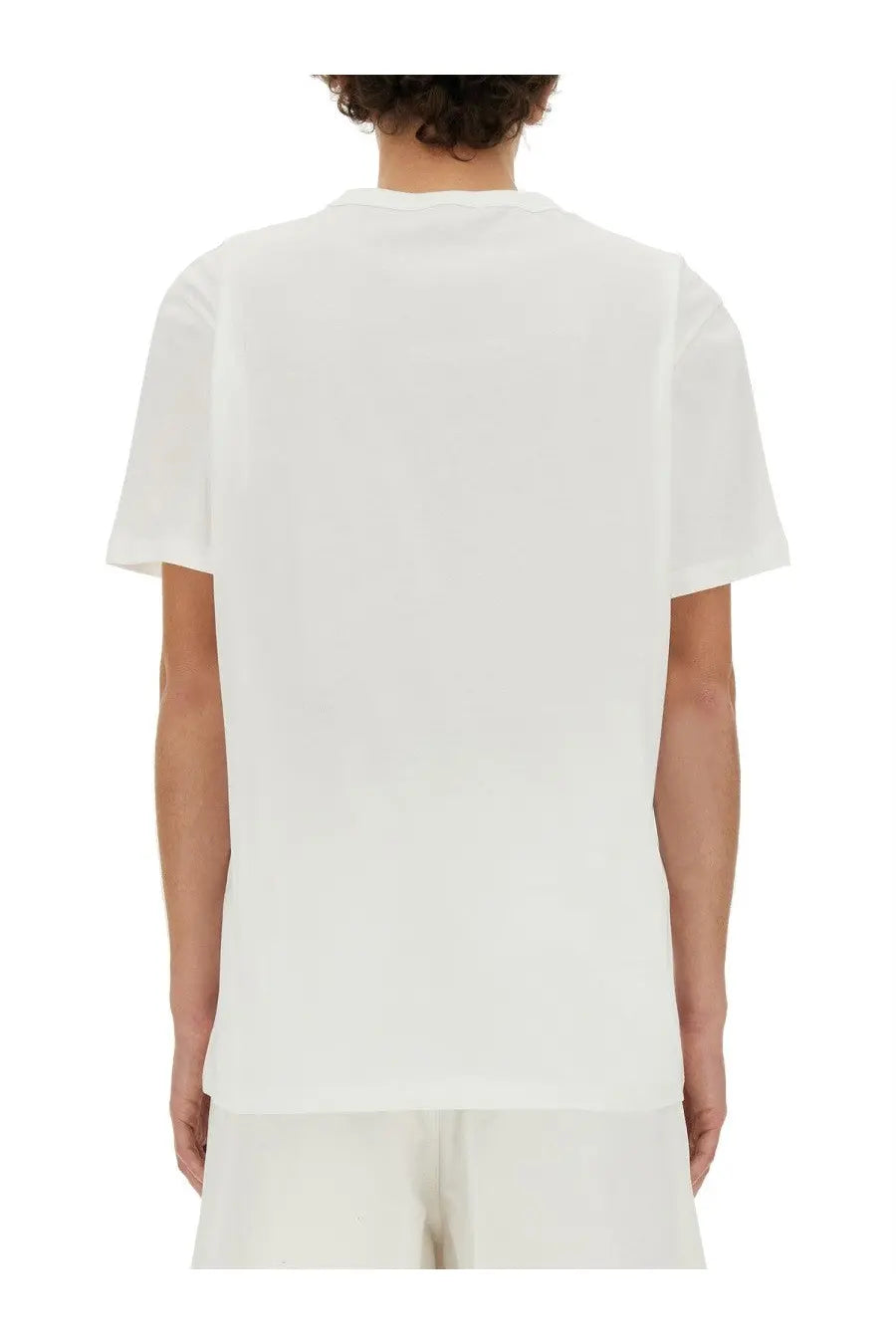 White cotton alexander mcqueen men’s skull print t-shirt with crew neck and short sleeves front view