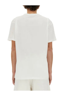 White cotton alexander mcqueen men’s skull print t-shirt with crew neck and short sleeves front view