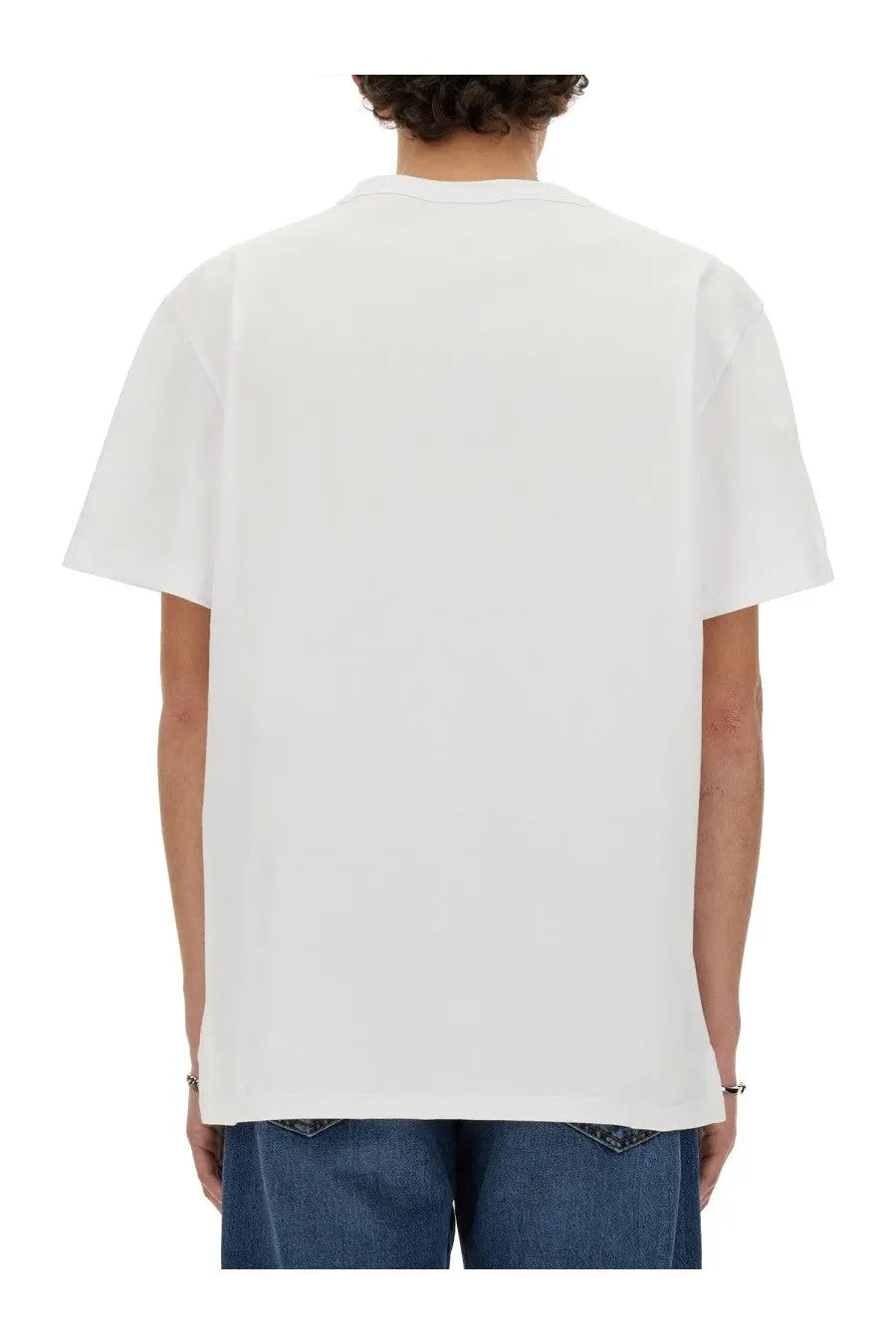 White cotton Alexander McQueen men’s t-shirt with skull print crew neck and short sleeves