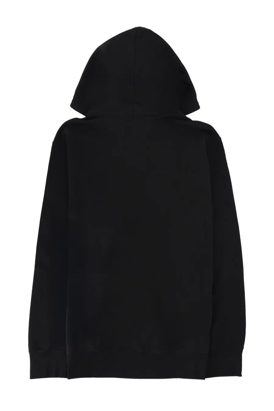 Alexander McQueen men’s black hooded sweatshirt with simple solid design and ribbed cuffs in cotton material
