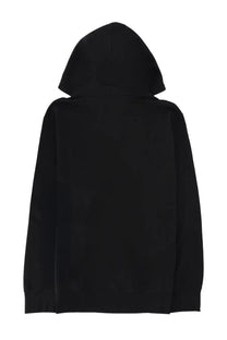Alexander McQueen men’s black hooded sweatshirt with simple solid design and ribbed cuffs in cotton material