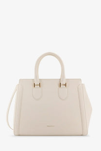 Cream-colored leather Alexander McQueen birdee large shoulder bag with gold-tone hardware and minimalist design