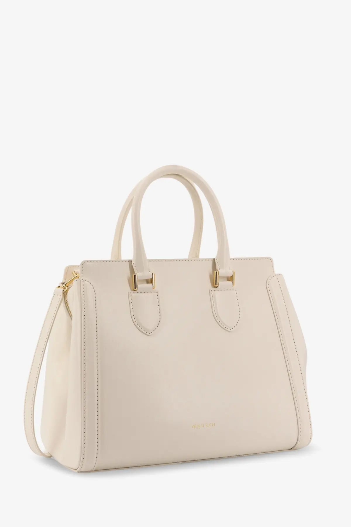 Cream-colored leather Alexander McQueen Birdee large shoulder bag with gold-tone hardware and structured design