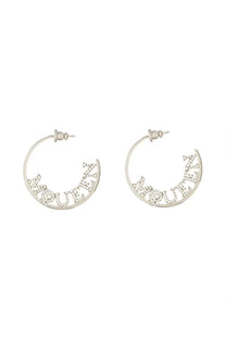 Silver hoop earrings with mqueen spelled out in sparkling rhinestones alexander mcqueen women’s silver earrings