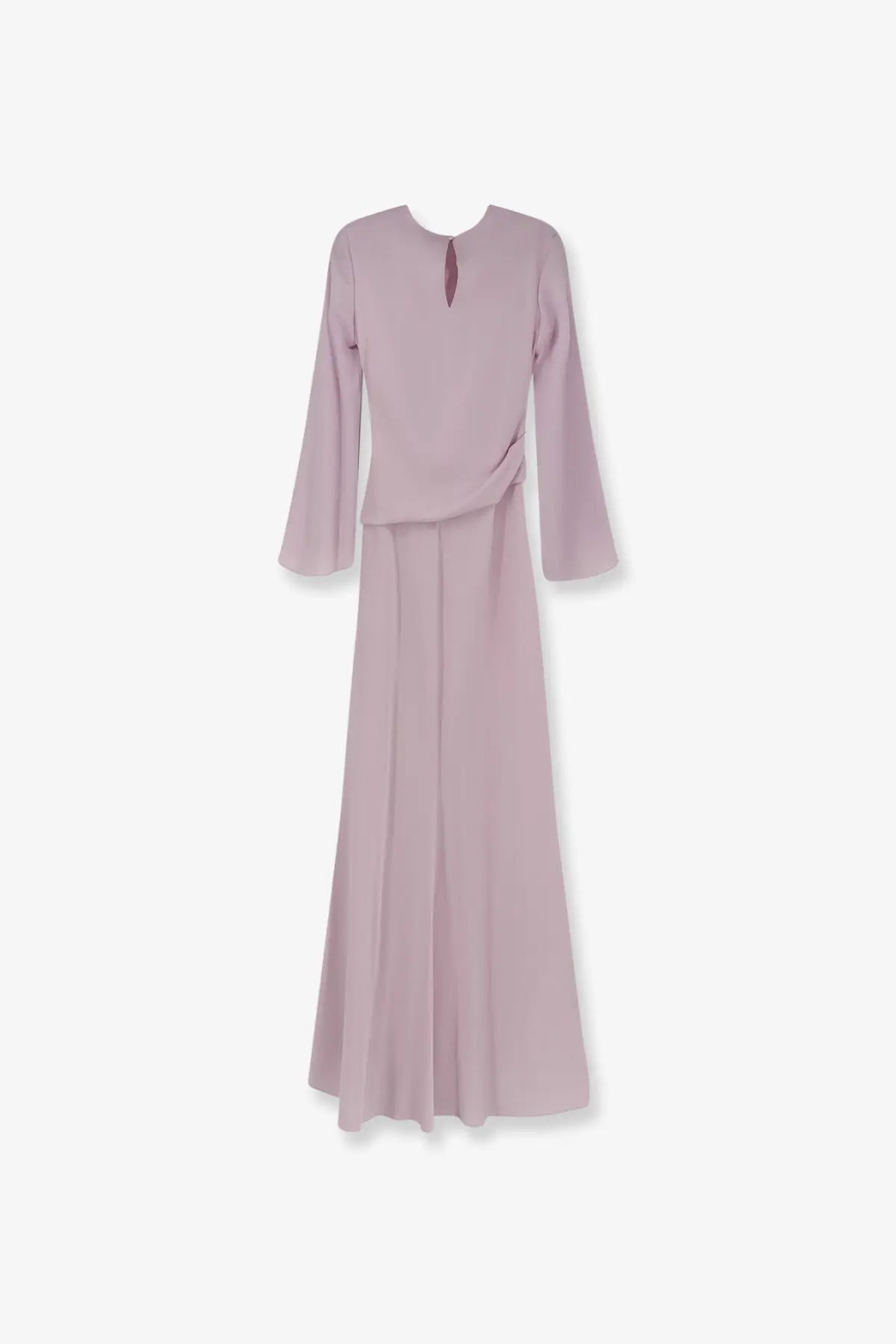Alexander McQueen women’s long dress in soft lavender with a draped bodice and flowing maxi skirt