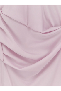 A soft pale pink fabric with gentle folds and smooth texture in alexander mcqueen women’s long dress back view