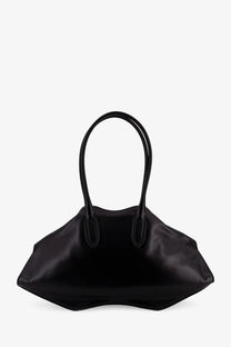 Alexander McQueen women’s black leather shoulder bag with sleek modern silhouette and curved top handles