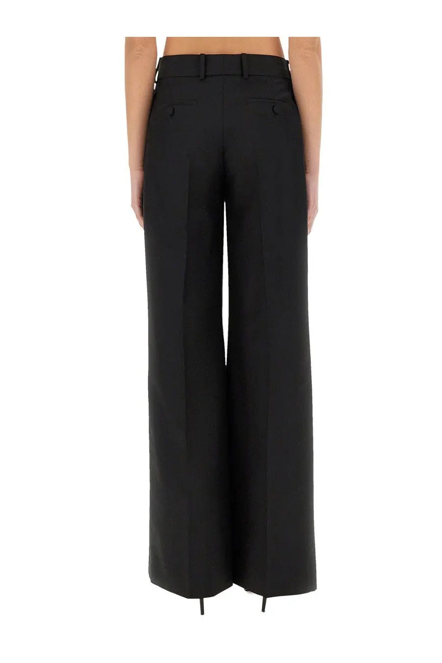 Alexander mcqueen women’s black tailored wide-leg trousers with belt loop detail in high-quality fabric