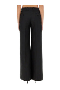 Alexander mcqueen women’s black tailored wide-leg trousers with belt loop detail in high-quality fabric