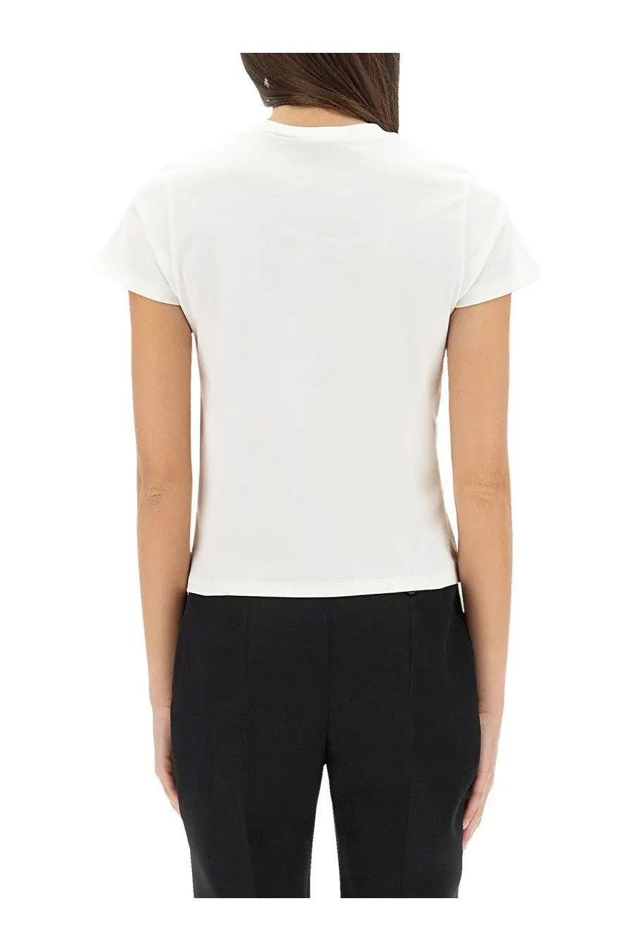 Alexander mcqueen women’s white short-sleeved shirt with simple crew neck design for casual wear