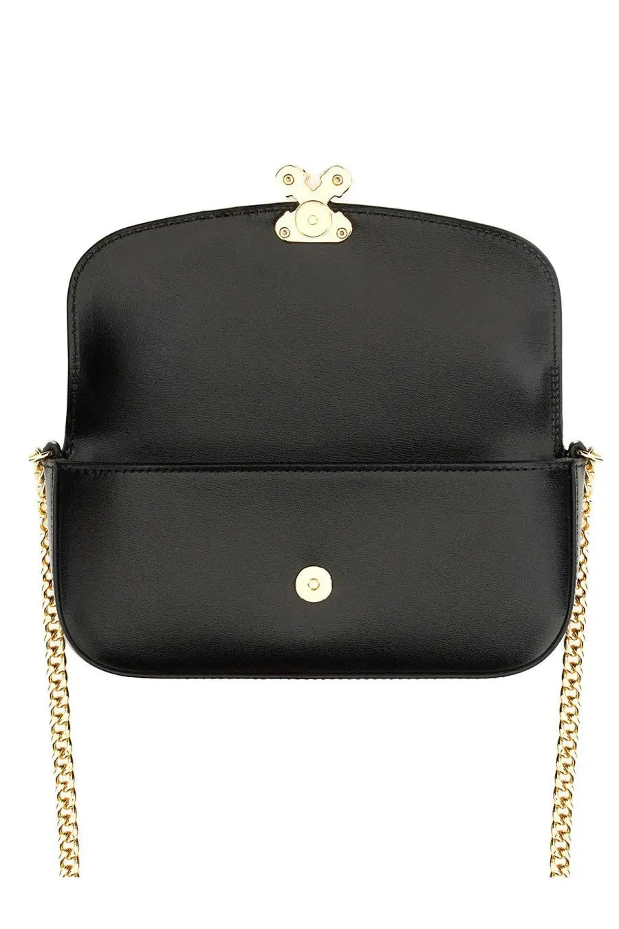 Alexander mcqueen women’s small black leather crossbody bag with gold-tone chain strap and skull-shaped clasp