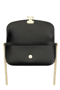Alexander mcqueen women’s small black leather crossbody bag with gold-tone chain strap and skull-shaped clasp