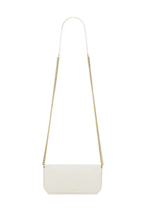 Alexander McQueen women’s small white leather crossbody bag with gold-tone chain strap and skull flower detail