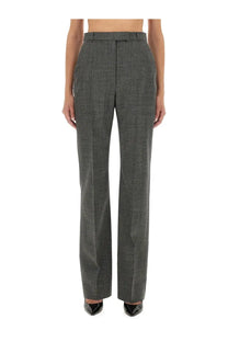 Gray herringbone wool trousers by alexander mcqueen with tailored fit and straight-leg cut for women