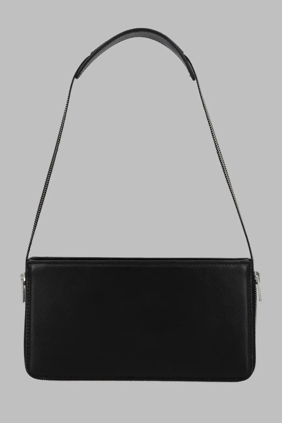 Alexanderwang women’s borsa spalla siren black leather crossbody bag with chain strap and silver zippers