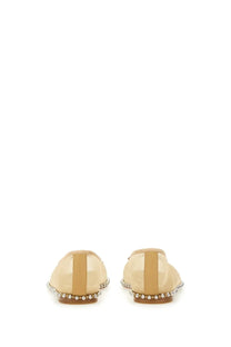 Alexanderwang women’s dancer lina beige patent leather flats with central stripe and beaded sole detailing