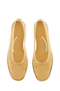 Beige Alexander Wang women’s dancer Lina ballet flats with pearl-studded edges and bow at the toe