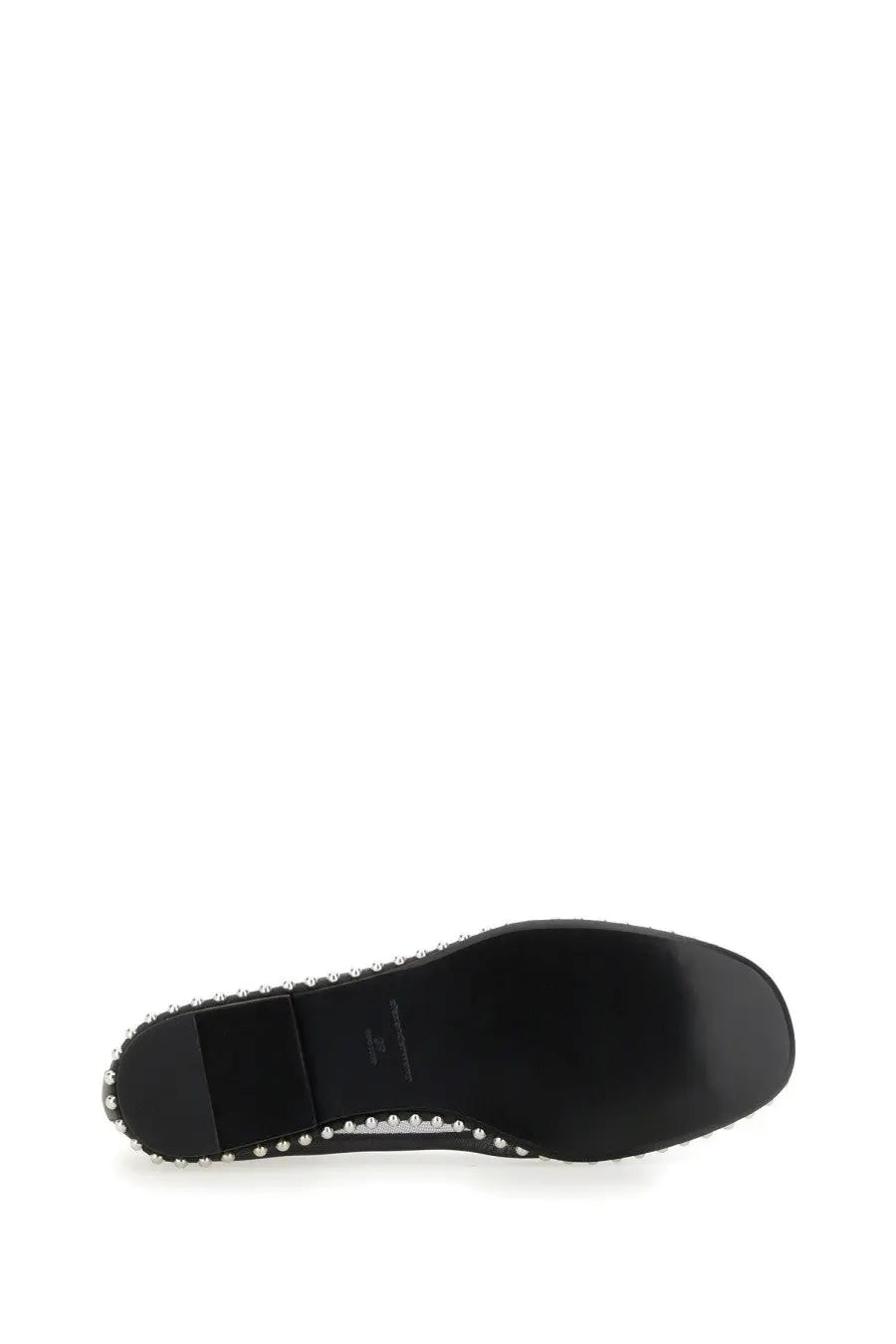 Alexanderwang women’s dancer lina black flat shoe with small shiny studs along the edge in black leather