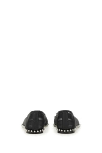 Alexanderwang women’s dancer lina black leather flats with silver studs along the sole visible from the back side
