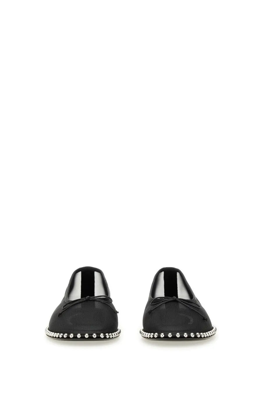Alexanderwang women’s dancer lina black ballet flats in patent leather with a bow and silver studded sole