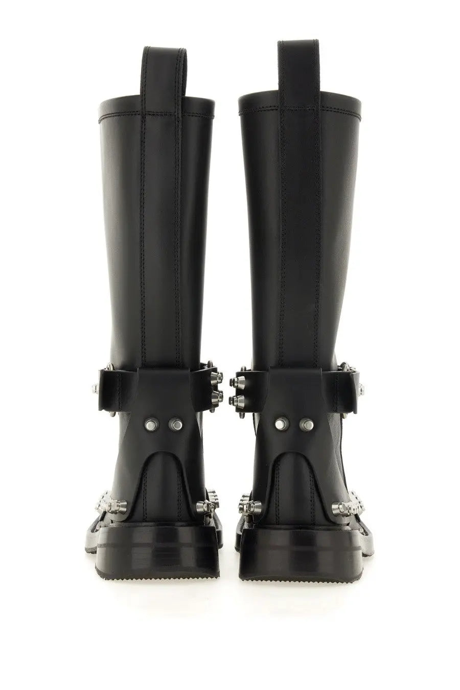 Alexanderwang women’s dixon black leather boots with silver hardware and chunky sole for edgy fashion looks