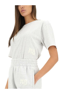 Alexanderwang women’s essential light gray heathered cotton t-shirt with subtle white wang logo on left chest