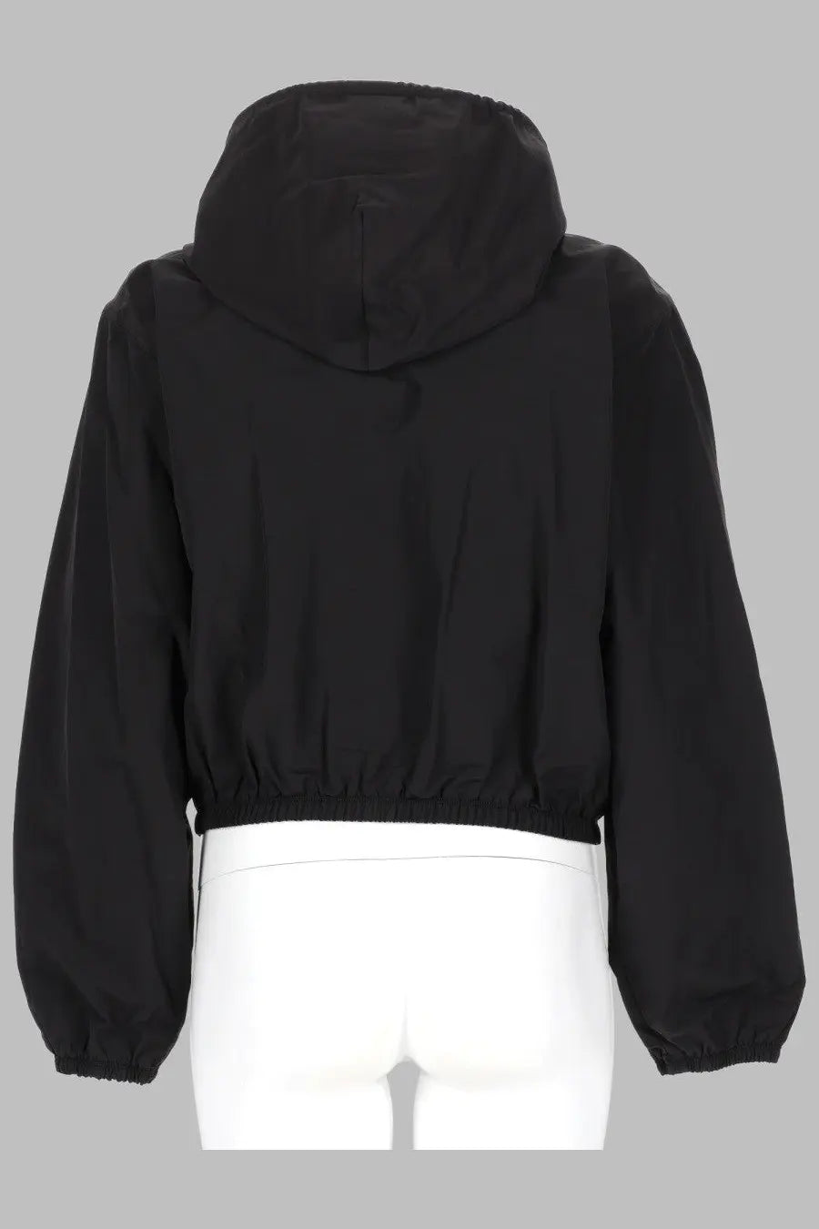 Alexanderwang women’s black cropped hooded jacket with elastic cuffs and waistband perfect for casual wear