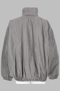 Alexanderwang women’s giacca oversize grey nylon jacket with high collar and elastic cuffs