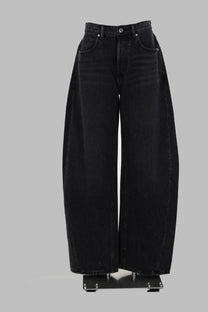 Alexanderwang women’s black high waist wide-leg denim jeans with classic five-pocket design in strass grey color