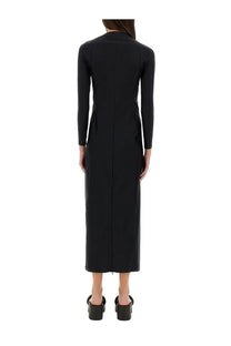 Alexanderwang women’s black long dress with long sleeves structured collar and center seam detail