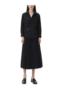 Alexanderwang women’s black asymmetrical blouse with long sleeves and single button closure in lightweight fabric