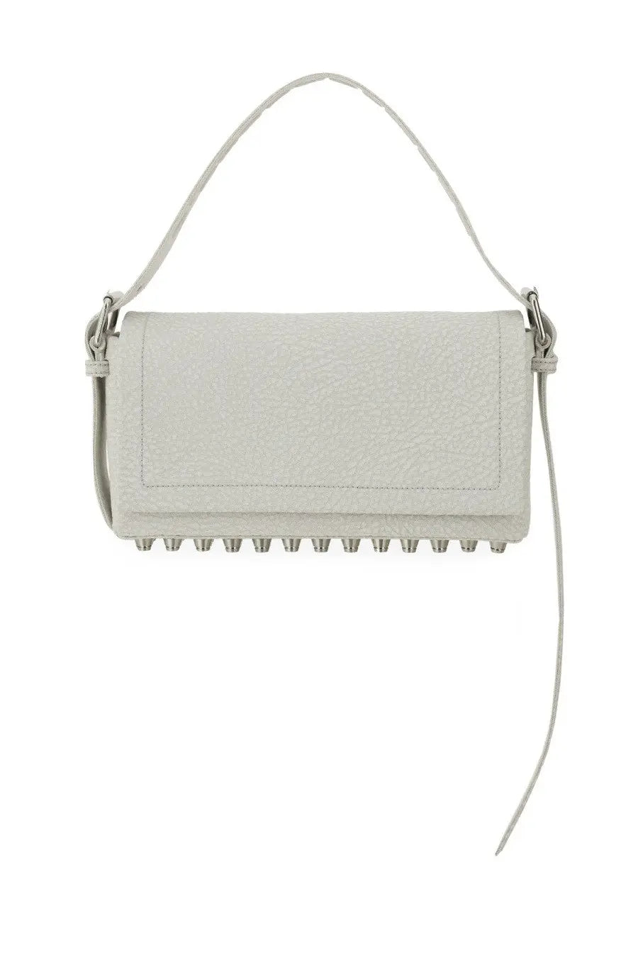 Alexanderwang women’s medium rich bag white leather crossbody with silver-toned studs and adjustable strap