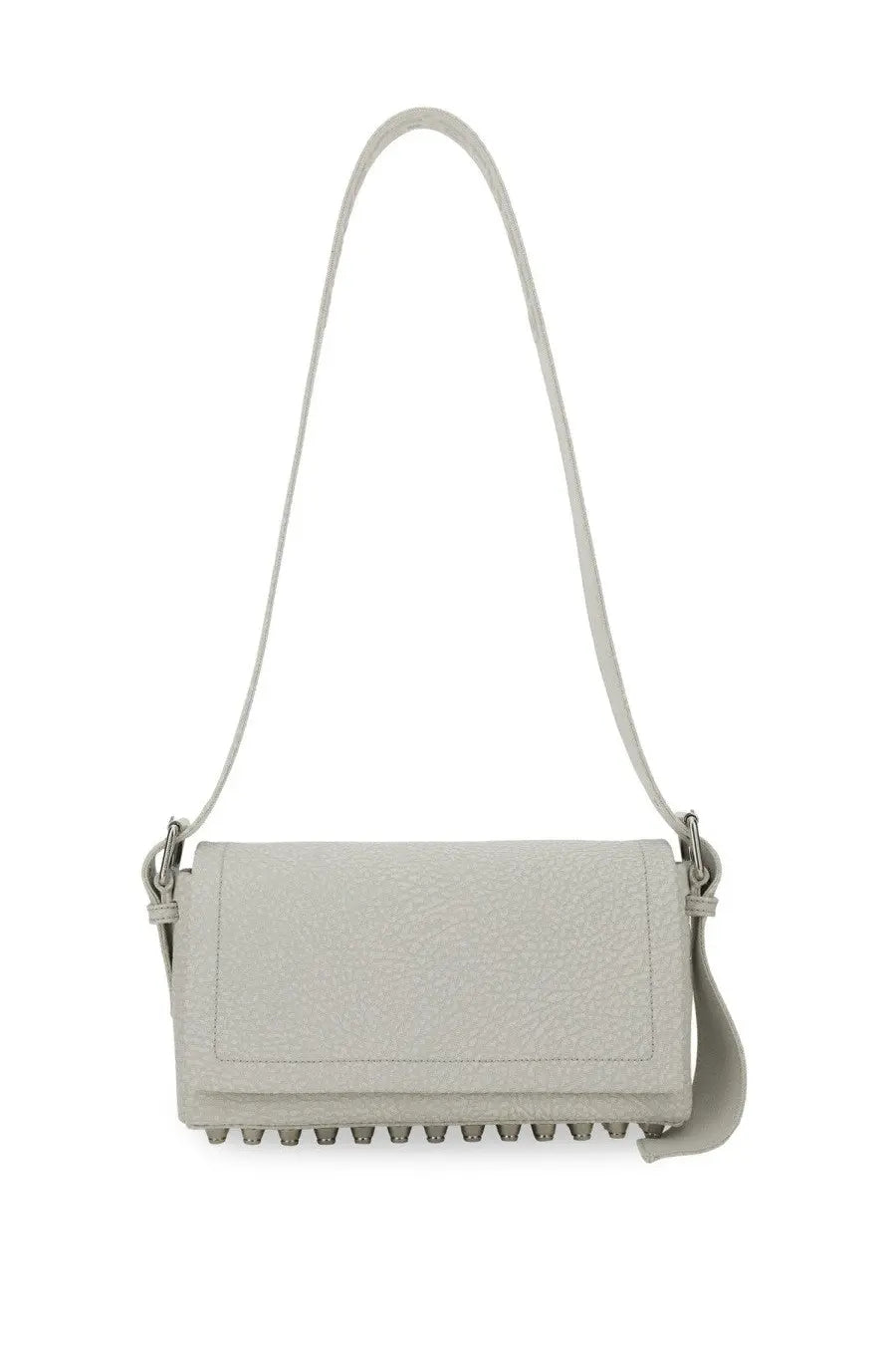 Alexanderwang women’s medium rich bag white leather crossbody with textured surface and metallic studs along bottom edge