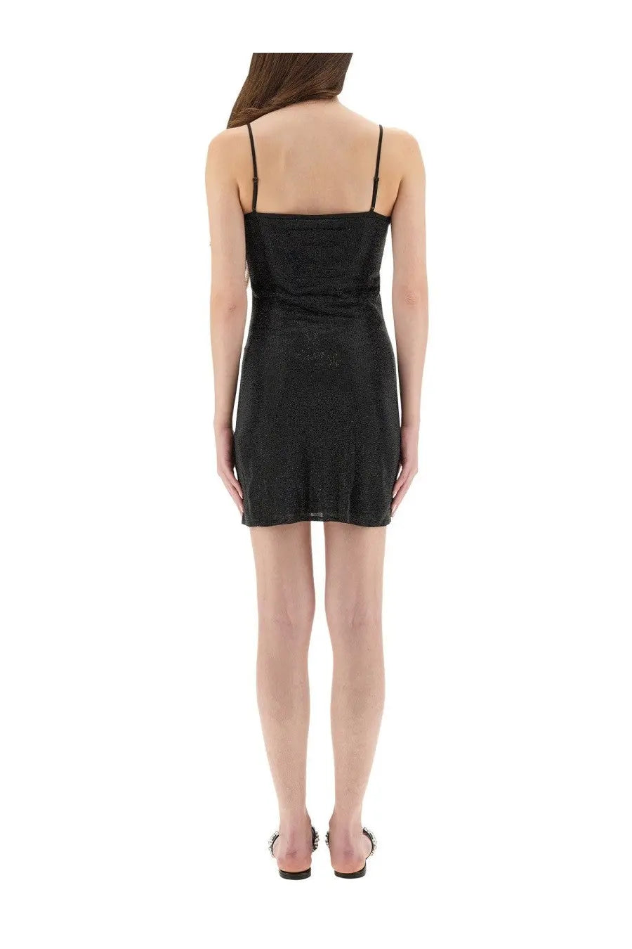 Alexanderwang women’s mini dress black with black sequins and thin spaghetti straps for stylish evening wear