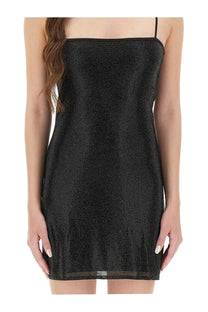 Alexanderwang women’s black shimmering mini dress with thin spaghetti straps ideal for evening wear