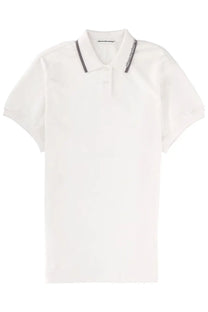Alexanderwang women’s miniabito white polo shirt with black trim on collar and sleeves made from breathable fabric