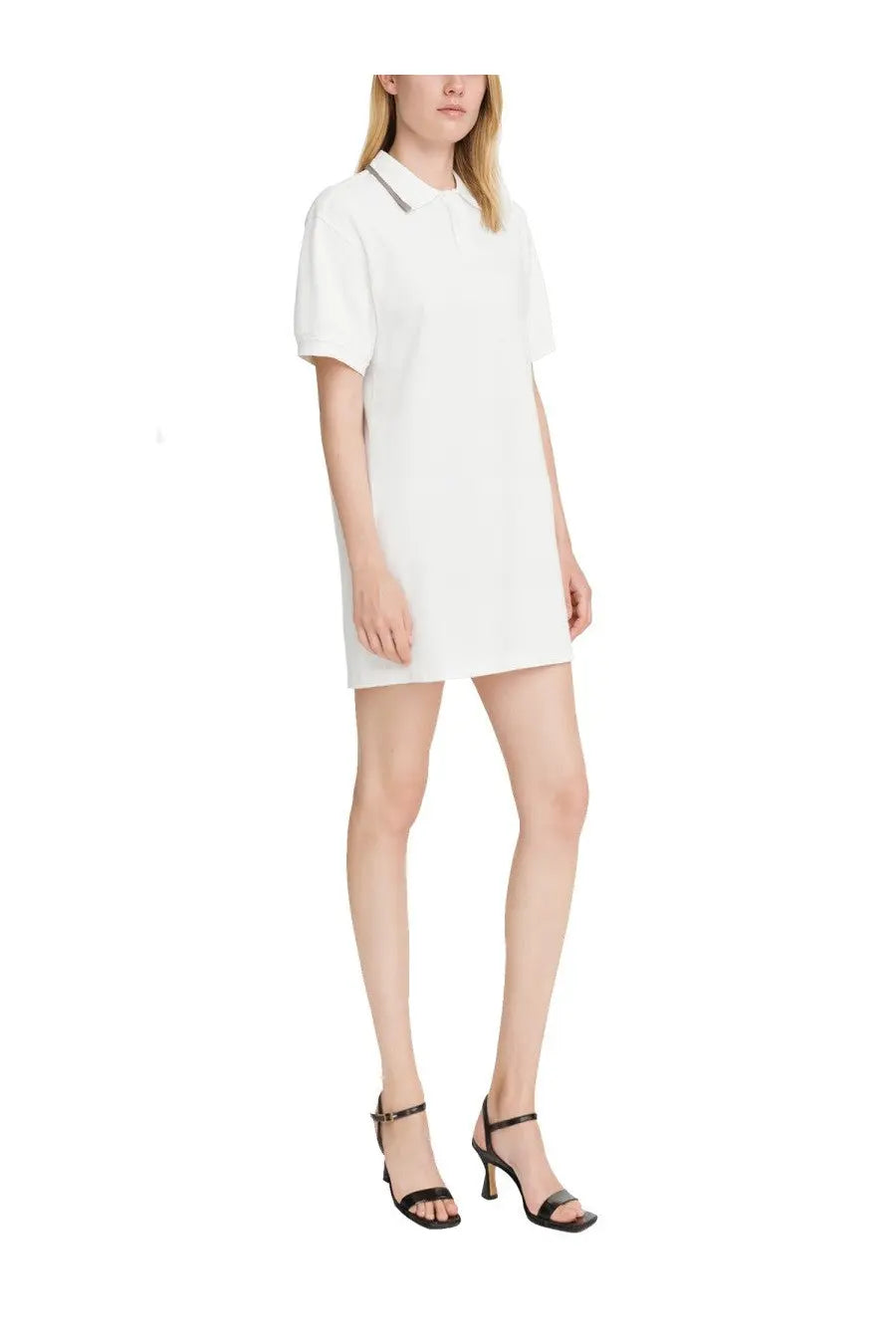 Alexanderwang women’s miniabito polo white dress with white short sleeves and subtle gray trim on the collar