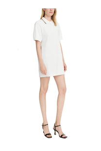 Alexanderwang women’s miniabito polo white dress with white short sleeves and subtle gray trim on the collar