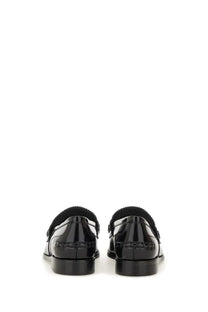 Alexanderwang women’s moccasin carter black patent leather loafers with glossy finish and stitched detailing