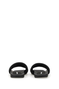 Black alexanderwang womens nylon sandal with plush texture minimalist design and subtle logo on the insole