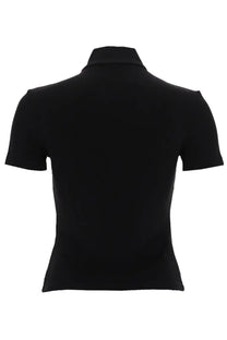 Alexanderwang women’s rashguard top black with tailored fit short sleeves and structured collar for activewear