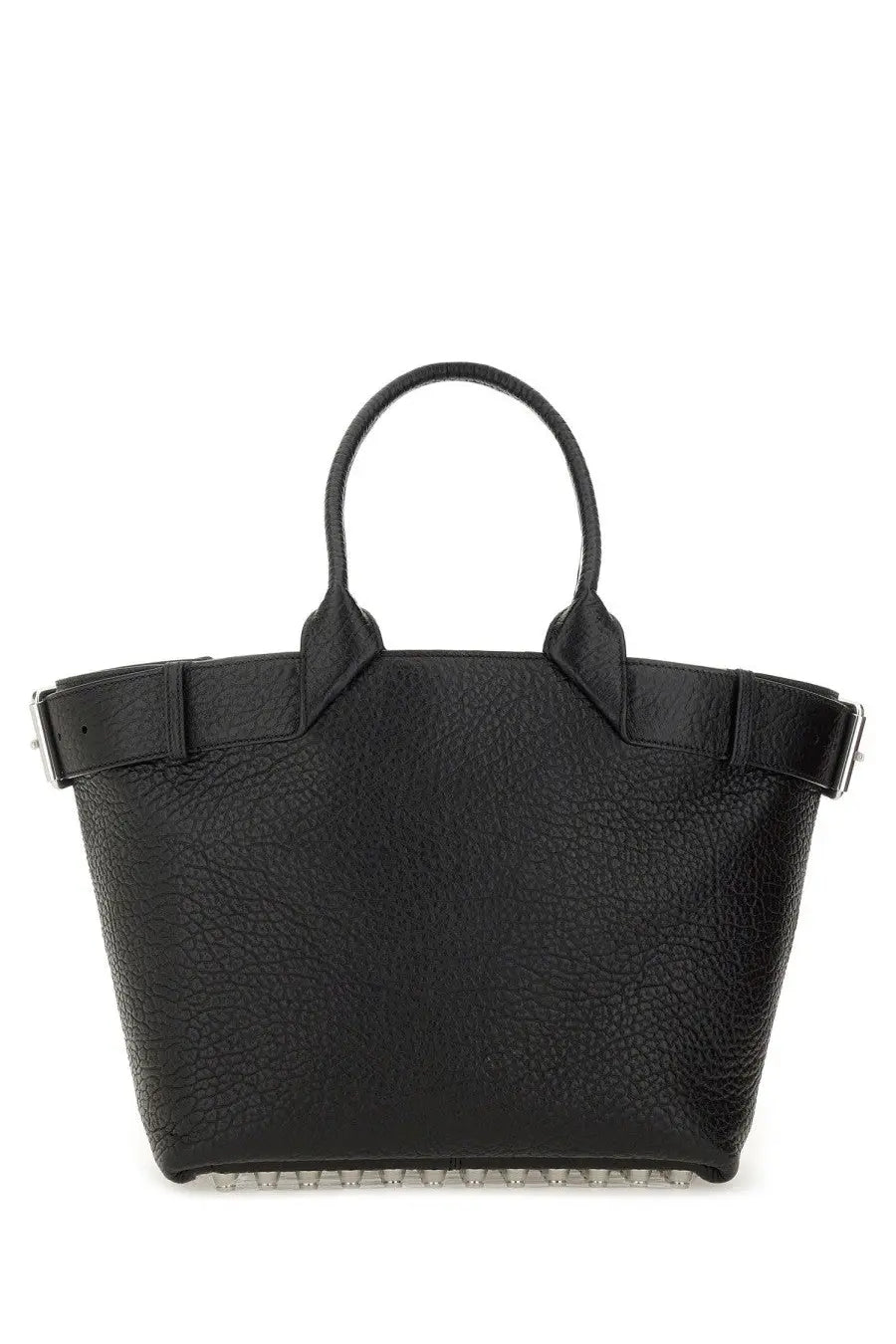 Alexanderwang women’s Rhett large tote bag in black pebbled leather with silver-toned hardware and studded base