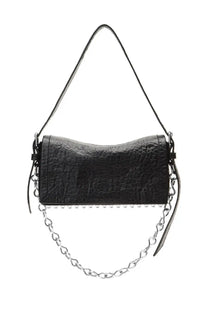 Alexanderwang women’s rich slim bag black black crocodile-textured leather crossbody bag with silver chain and black strap