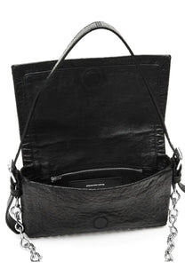 Alexanderwang women’s rich slim bag black textured leather crossbody with silver chain strap and circular hardware details