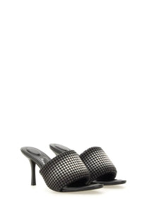 Alexanderwang women’s sabot heiress black slide sandals with black mesh upper and stiletto heel