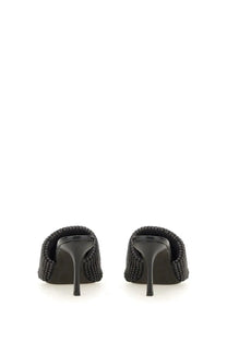 Alexanderwang women’s sabot heiress black woven mule heels with a sleek high stiletto heel