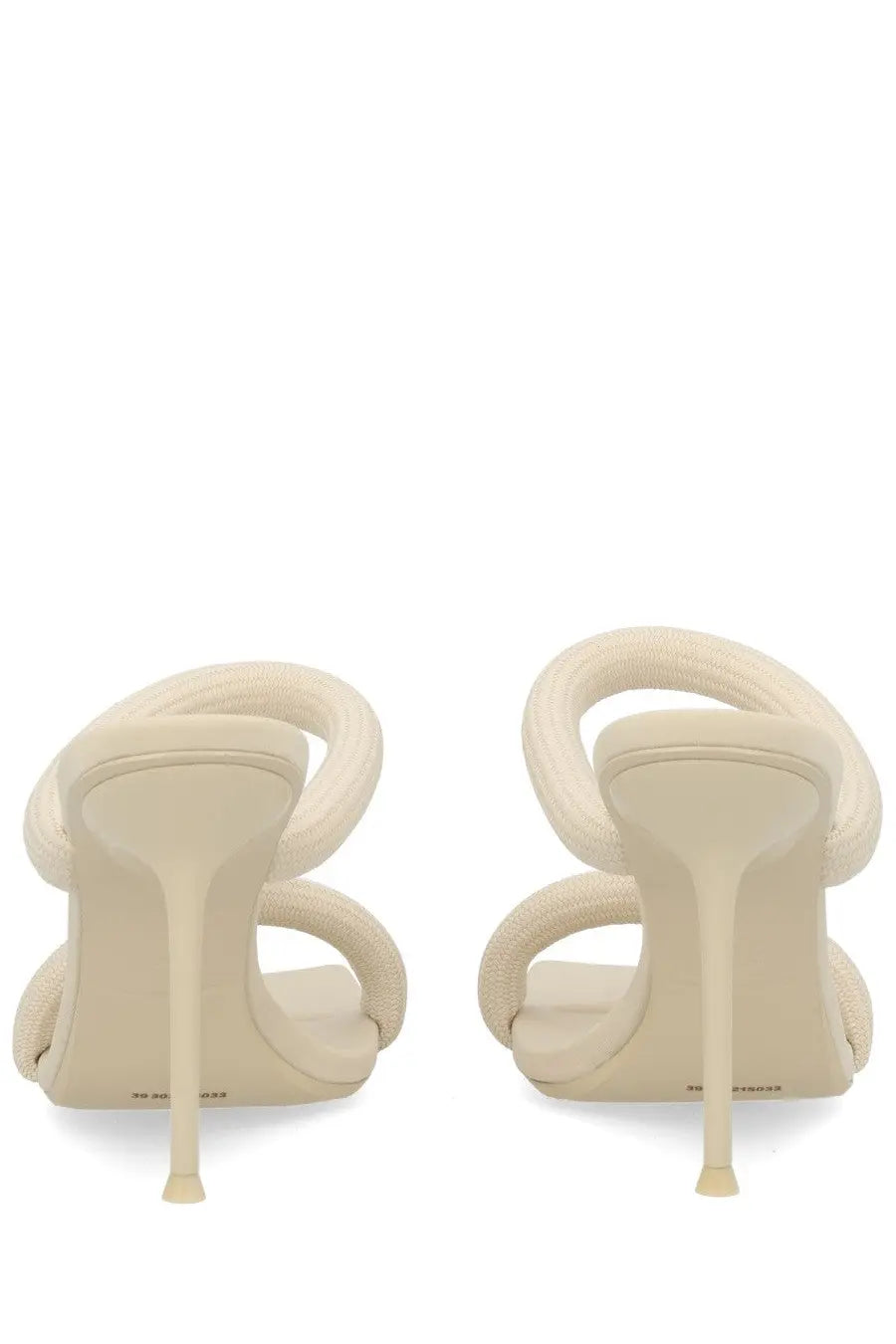 Cream-colored alexanderwang women’s sandal julie pink with sculpted leather and high stiletto heel with abstract loop design